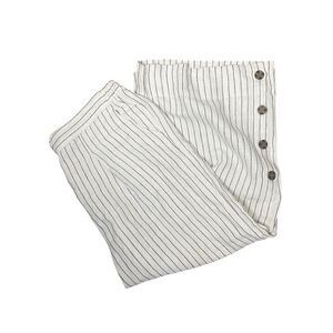 Rachel Zoe Linen Blend Wide Leg White Pinstripe Cropped Pants Women's Size XL